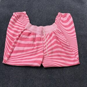 Nike Sweatpants Womens Small Pink Striped Fleece Joggers Graphic FJ3752-684